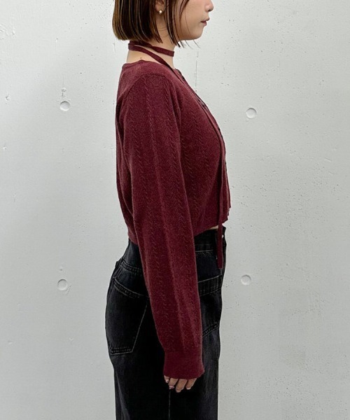 archives（アルシーヴ）の「チョーカー付ハリヌキニットカーディガン（カーディガン/ボレロ・レディース・グレー/チャコールグレー/グリーン/ワイン/アイボリー・MEDIUM）」の11枚目の写真