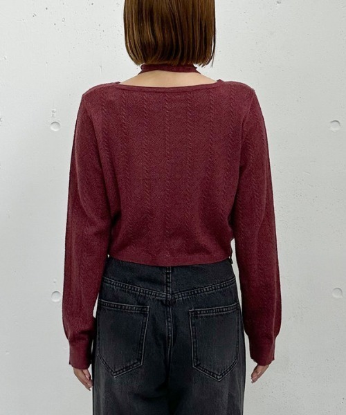 archives（アルシーヴ）の「チョーカー付ハリヌキニットカーディガン（カーディガン/ボレロ・レディース・グレー/チャコールグレー/グリーン/ワイン/アイボリー・MEDIUM）」の12枚目の写真