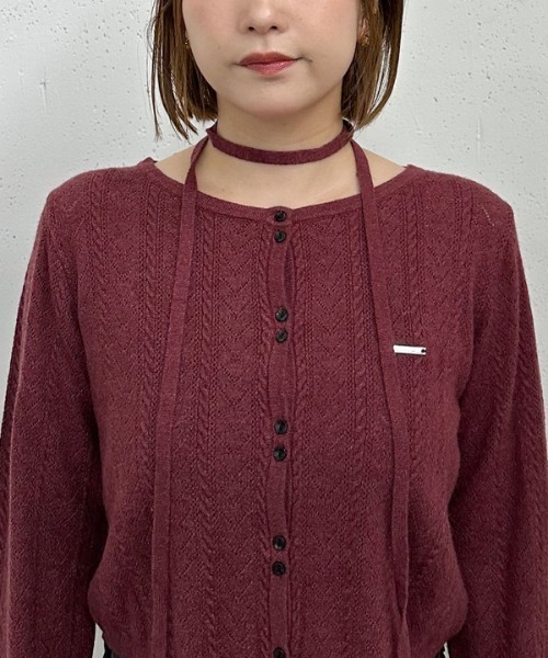 archives（アルシーヴ）の「チョーカー付ハリヌキニットカーディガン（カーディガン/ボレロ・レディース・グレー/チャコールグレー/グリーン/ワイン/アイボリー・MEDIUM）」の13枚目の写真