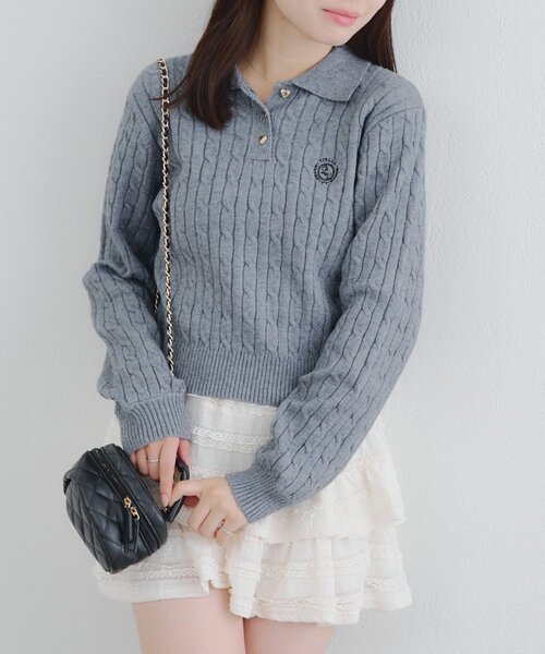 ワンポイント刺繍ポロニット（ニット/セーター）｜Another Branch