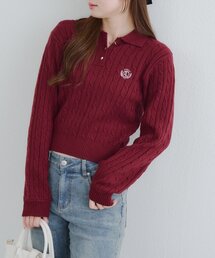 ワンポイント刺繍ポロニット