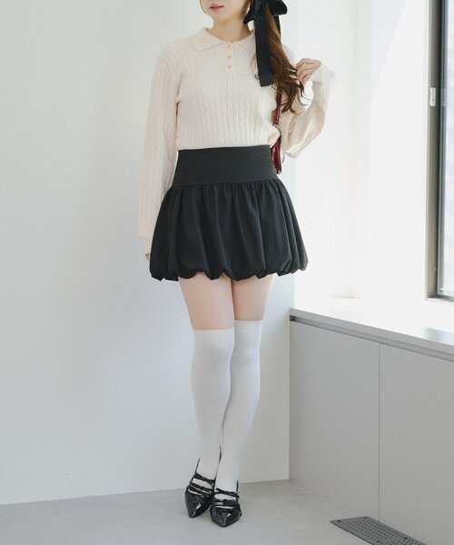 Another Branch olive des olive(アナザーブランチオリーブデオリーブ)の「ワンポイント刺繍ポロニット(ニット/セーター・レディース・グレー/ボルドー/ネイビー/アイボリー・FREE)」の8枚目の写真
