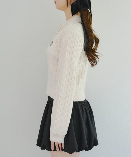 Another Branch olive des olive(アナザーブランチオリーブデオリーブ)の「ワンポイント刺繍ポロニット(ニット/セーター・レディース・グレー/ボルドー/ネイビー/アイボリー・FREE)」の17枚目の写真