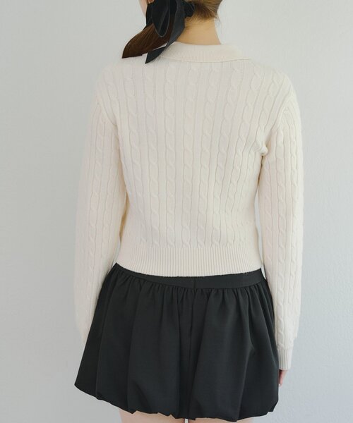 Another Branch olive des olive(アナザーブランチオリーブデオリーブ)の「ワンポイント刺繍ポロニット(ニット/セーター・レディース・グレー/ボルドー/ネイビー/アイボリー・FREE)」の18枚目の写真