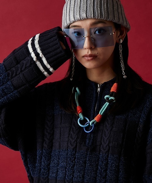 GEVS.（ジェイヴィス）の「ハーフジップポロニット＜大きいサイズ有＞GEVS.（ニット/セーター・レディース・ブラック系/ネイビー系・L/M/5L/4L/3L/LL）」の2枚目の写真