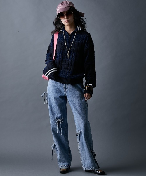 GEVS.（ジェイヴィス）の「ハーフジップポロニット＜大きいサイズ有＞GEVS.（ニット/セーター・レディース・ブラック系/ネイビー系・L/M/5L/4L/3L/LL）」の10枚目の写真