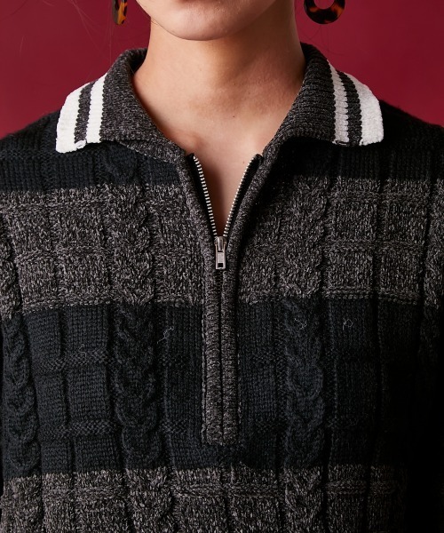 GEVS.（ジェイヴィス）の「ハーフジップポロニット＜大きいサイズ有＞GEVS.（ニット/セーター・レディース・ブラック系/ネイビー系・L/M/5L/4L/3L/LL）」の20枚目の写真