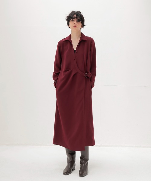 DRESSLAVE(ドレスレイブ)の「TA cachecoeur like dress(カシュクールライクドレス)(ワンピース・レディース・ネイビー/バーガンディー・38)」の5枚目の写真