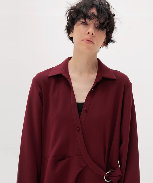 DRESSLAVE(ドレスレイブ)の「TA cachecoeur like dress(カシュクールライクドレス)(ワンピース・レディース・ネイビー/バーガンディー・38)」の7枚目の写真