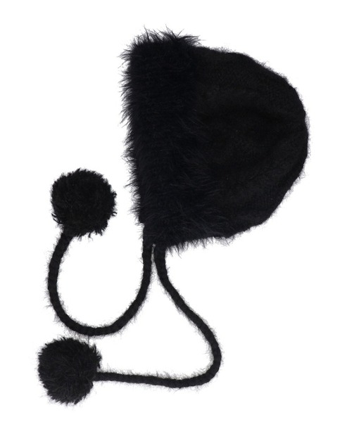 FILA（フィラ）の「FILA/フィラ ニットフード帽 SKI KNIT FURRY BONNET HOOD 253013673（ニットキャップ/ビーニー・レディース・ブラック/ホワイト・FREE）」の9枚目の写真