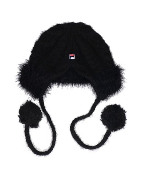 FILA（フィラ）の「FILA/フィラ ニットフード帽 SKI KNIT FURRY BONNET HOOD 253013673（ニットキャップ/ビーニー・レディース・ブラック/ホワイト・FREE）」の10枚目の写真