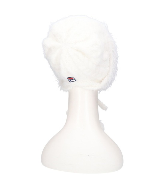 FILA（フィラ）の「FILA/フィラ ニットフード帽 SKI KNIT FURRY BONNET HOOD 253013673（ニットキャップ/ビーニー・レディース・ブラック/ホワイト・FREE）」の7枚目の写真
