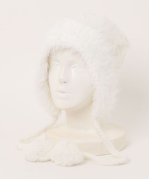 FILA（フィラ）の「FILA/フィラ ニットフード帽 SKI KNIT FURRY BONNET HOOD 253013673（ニットキャップ/ビーニー・レディース・ブラック/ホワイト・FREE）」の4枚目の写真