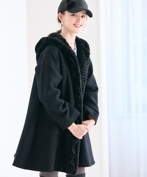 Chestyチェスティ フードファーウールコート サイズ0 セール】フードファーウールコート（その他アウター）｜Chesty