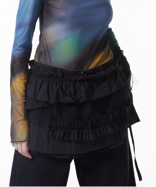 JOSE MOON（ジョゼムーン）の「FRILL COVER SKIRT/フリルカバースカート（スカート・レディース・ホワイト/ブラック・FREE）」の2枚目の写真