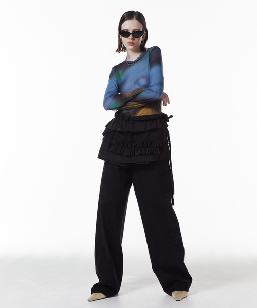 JOSE MOON（ジョゼムーン）の「FRILL COVER SKIRT/フリルカバースカート（スカート・レディース・ホワイト/ブラック・FREE）」の13枚目の写真