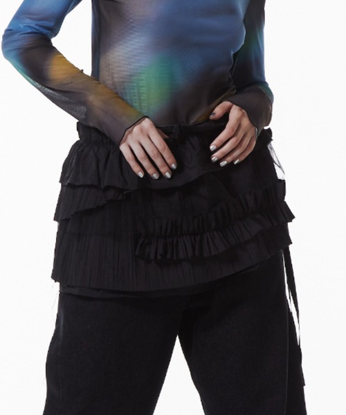 JOSE MOON（ジョゼムーン）の「FRILL COVER SKIRT/フリルカバースカート（スカート・レディース・ホワイト/ブラック・FREE）」の3枚目の写真