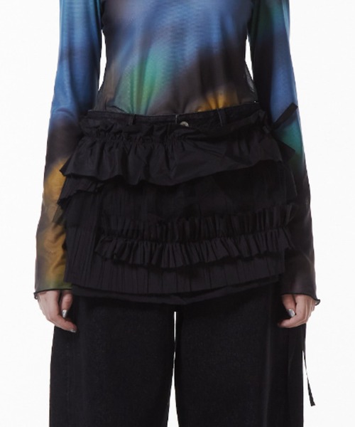 JOSE MOON（ジョゼムーン）の「FRILL COVER SKIRT/フリルカバースカート（スカート・レディース・ホワイト/ブラック・FREE）」の4枚目の写真