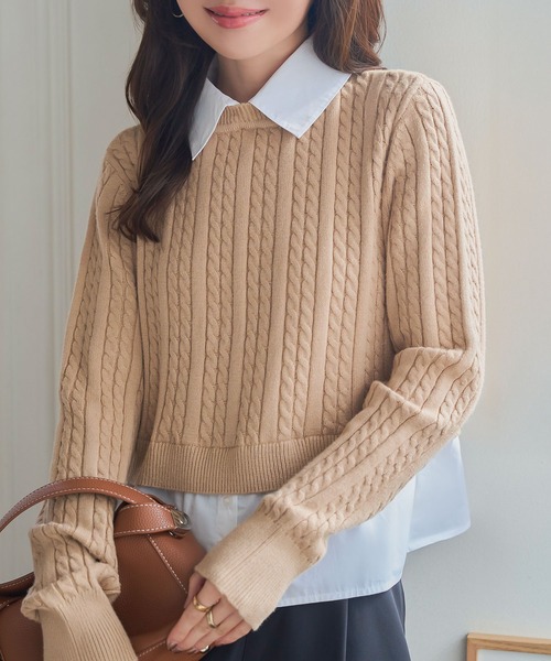 sheller レイヤード風ニット frill layered knit tops – shéller / シェリエ