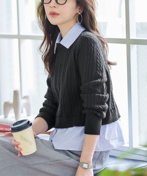 sheller レイヤード風ニット sheller レイヤード風ニット レイヤード風ニット