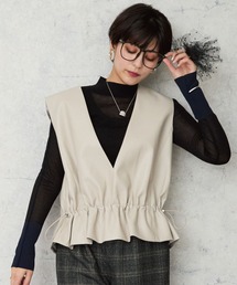 JETSET SOLO PLUS （ジェットセットソロプラス）の「【JETSET SOLO PLUS】フェイクレザー ドロストベスト（その他トップス）」