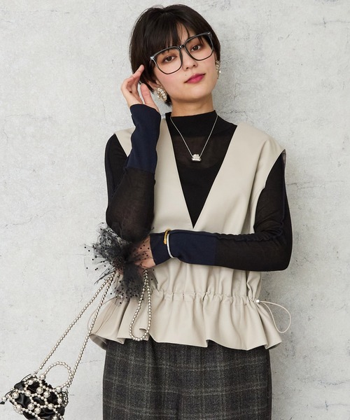 JETSET SOLO PLUS (ジェットセットソロプラス)の「【JETSET SOLO PLUS】フェイクレザー ドロストベスト(その他トップス・レディース・グレイッシュベージュ/モカ・FREE)」の22枚目の写真