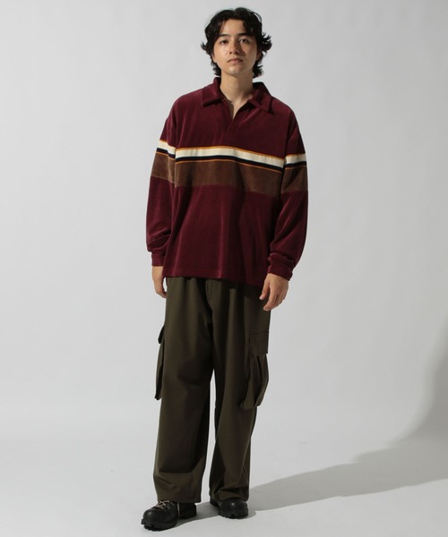 niko and...（ニコアンド）の「ベロアスキッパーポロ（ポロシャツ・メンズ・ボルドー/ネイビー・MEDIUM/LARGE）」の15枚目の写真