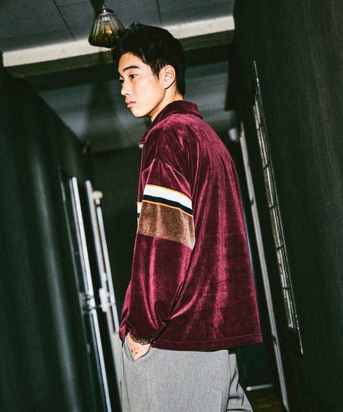 niko and...（ニコアンド）の「ベロアスキッパーポロ（ポロシャツ・メンズ・ボルドー/ネイビー・MEDIUM/LARGE）」の8枚目の写真