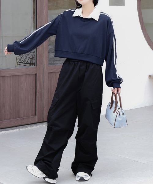 Miniministore(ミニミニストア)の「サイドライン スウェットシャツショート丈(スウェット・レディース・ブラック/ライトグレー/ダークグレー/ネイビー・FREE)」の17枚目の写真