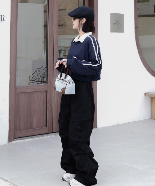 Miniministore(ミニミニストア)の「サイドライン スウェットシャツショート丈(スウェット・レディース・ブラック/ライトグレー/ダークグレー/ネイビー・FREE)」の18枚目の写真