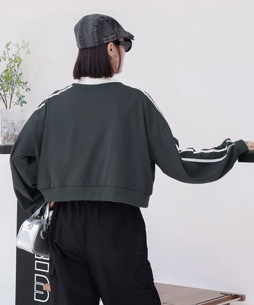 Miniministore(ミニミニストア)の「サイドライン スウェットシャツショート丈(スウェット・レディース・ブラック/ライトグレー/ダークグレー/ネイビー・FREE)」の20枚目の写真