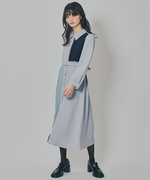 REDYAZEL(レディアゼル)の「カラーブロックパネルアシメプリーツワンピース(ワンピース・レディース・グレー/ネイビー/ブラウン・FREE)」の7枚目の写真