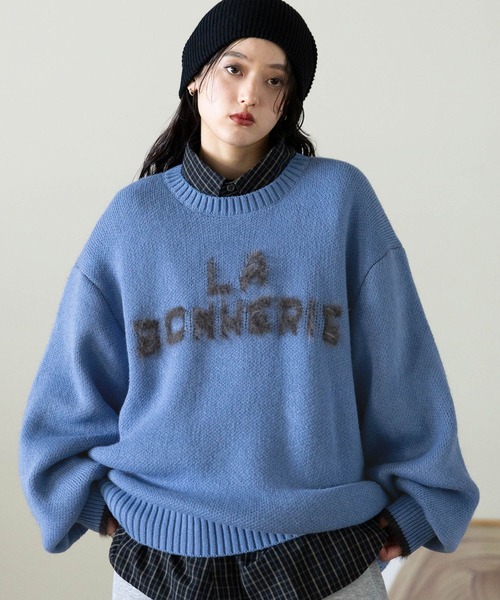 RAGEBLUE（レイジブルー）の「フェザーロゴニットプルオーバー（ニット/セーター・レディース・グレー/ブルー/ブラック・FREE）」の4枚目の写真