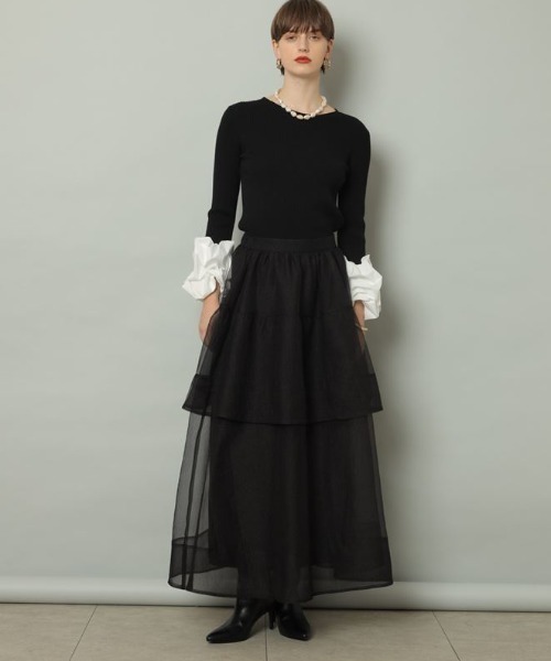 【CADUNE カデュネ】フレアスカート ブラック サイズ38 CADUNE（カデュネ）の「オーガンフレアスカート（スカート）」 - WEAR