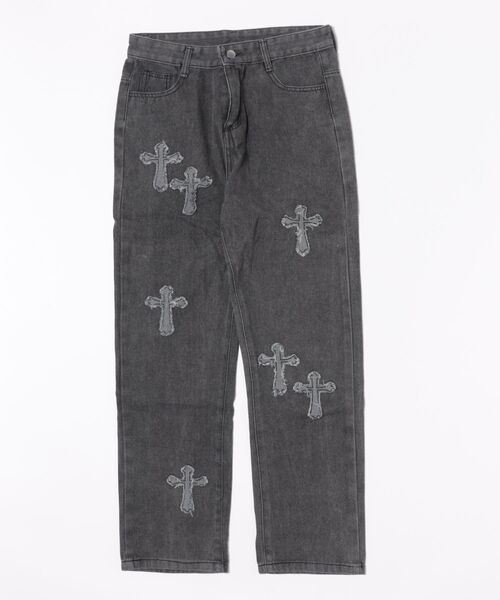 B.I.D.(ビーアイディー)の「《アップリケデニムパンツ》(デニムパンツ・メンズ・ブルー/ブラック・LARGE/MEDIUM)」の2枚目の写真