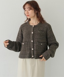 【CLEIO】ツイードライク金ボタンカーディガン TWEED-LIKE GOLD BUTTON CARDIGAN/986-14613