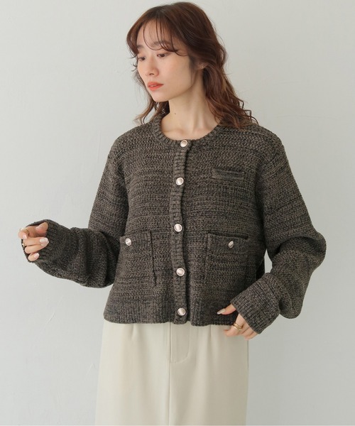 CLEIO（クレイオ）の「【CLEIO】ツイードライク金ボタンカーディガン TWEED-LIKE GOLD BUTTON CARDIGAN/986-14613（Tシャツ/カットソー・レディース・アイボリー/ネイビー/チャコール・FREE）」の3枚目の写真