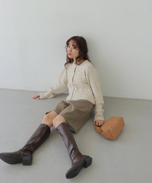 CLEIO（クレイオ）の「【CLEIO】ツイードライク金ボタンカーディガン TWEED-LIKE GOLD BUTTON CARDIGAN/986-14613（Tシャツ/カットソー・レディース・アイボリー/ネイビー/チャコール・FREE）」の4枚目の写真