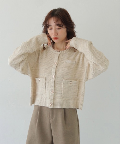 CLEIO（クレイオ）の「【CLEIO】ツイードライク金ボタンカーディガン TWEED-LIKE GOLD BUTTON CARDIGAN/986-14613（Tシャツ/カットソー・レディース・アイボリー/ネイビー/チャコール・FREE）」の6枚目の写真
