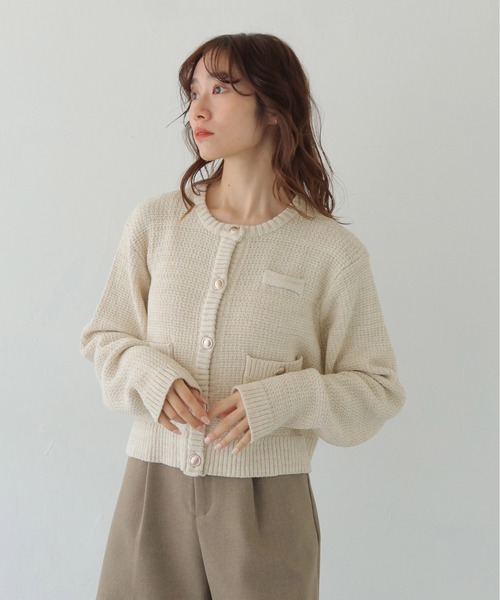 CLEIO（クレイオ）の「【CLEIO】ツイードライク金ボタンカーディガン TWEED-LIKE GOLD BUTTON CARDIGAN/986-14613（Tシャツ/カットソー・レディース・アイボリー/ネイビー/チャコール・FREE）」の5枚目の写真