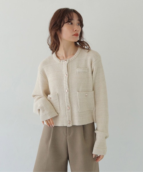 CLEIO（クレイオ）の「【CLEIO】ツイードライク金ボタンカーディガン TWEED-LIKE GOLD BUTTON CARDIGAN/986-14613（Tシャツ/カットソー・レディース・アイボリー/ネイビー/チャコール・FREE）」の8枚目の写真