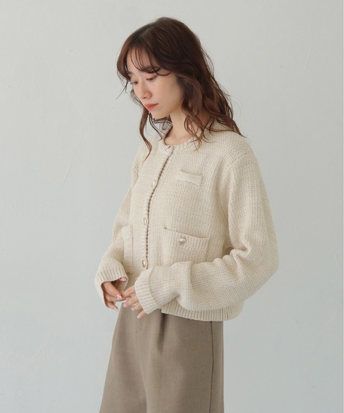 CLEIO（クレイオ）の「【CLEIO】ツイードライク金ボタンカーディガン TWEED-LIKE GOLD BUTTON CARDIGAN/986-14613（Tシャツ/カットソー・レディース・アイボリー/ネイビー/チャコール・FREE）」の9枚目の写真