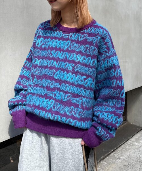 SOUNDSGOOOOD(サウンズグッド)の「【SOUNDS GOOOOD】ロゴシャギーニット(ニット/セーター・レディース・サックスブルー/イエロー/ピンク・ONE SIZE)」の2枚目の写真
