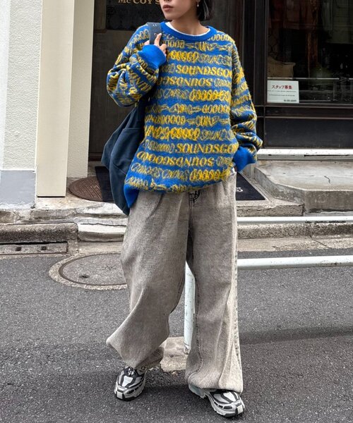 SOUNDSGOOOOD(サウンズグッド)の「【SOUNDS GOOOOD】ロゴシャギーニット(ニット/セーター・レディース・サックスブルー/イエロー/ピンク・ONE SIZE)」の4枚目の写真