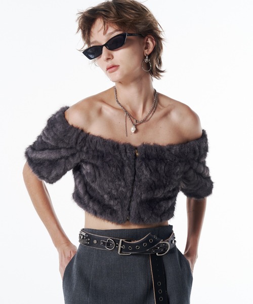 FUR OFFSHOULDER TOPS/ファーオフショルダートップス