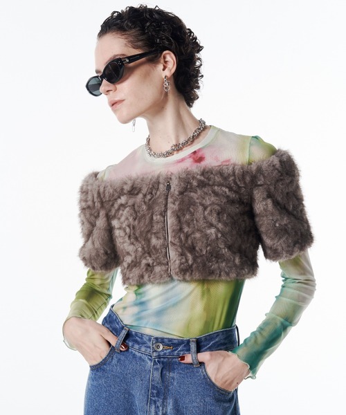 トップス josemoon FUR OFFSHOULDER TOPS JOSE MOON（ジョゼムーン）の「FUR OFFSHOULDER TOPS/ファーオフ
