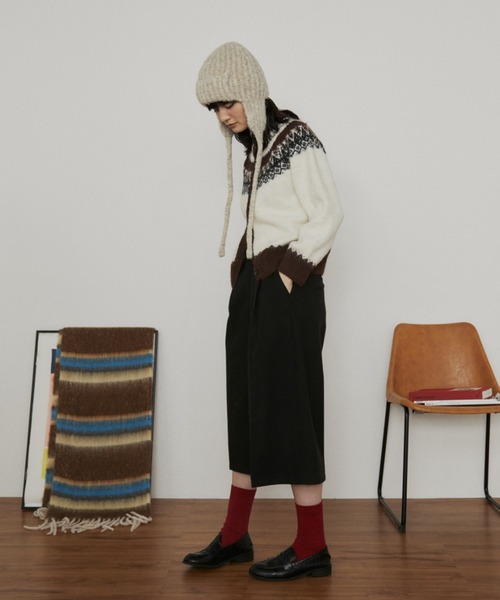 MERLOT（メルロー）の「ノルディッククルーネックカーディガン（カーディガン/ボレロ・レディース・ホワイト/ブラウン・FREE）」の18枚目の写真