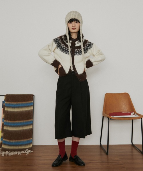 MERLOT（メルロー）の「ノルディッククルーネックカーディガン（カーディガン/ボレロ・レディース・ホワイト/ブラウン・FREE）」の17枚目の写真