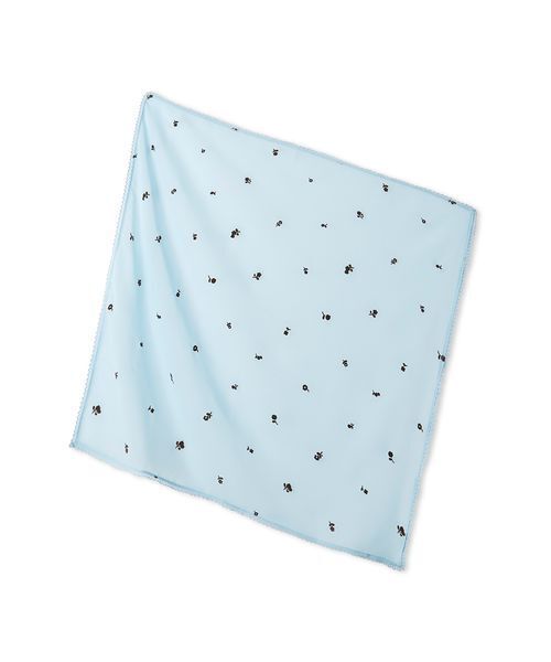 emmi（エミ）の「フロッキーフラワープリントスカーフ（バンダナ/スカーフ・レディース・オフホワイト/ブラウン/ブルー・F）」の3枚目の写真