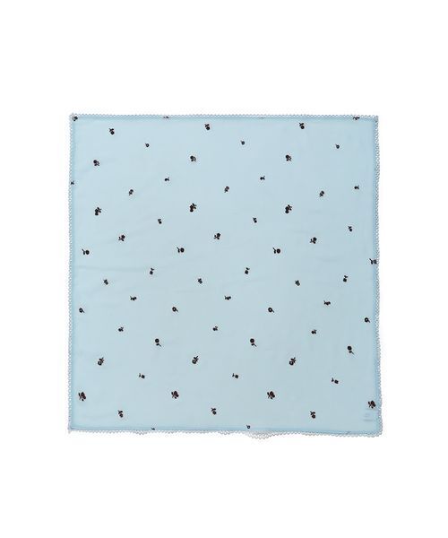 emmi（エミ）の「フロッキーフラワープリントスカーフ（バンダナ/スカーフ・レディース・オフホワイト/ブラウン/ブルー・F）」の6枚目の写真